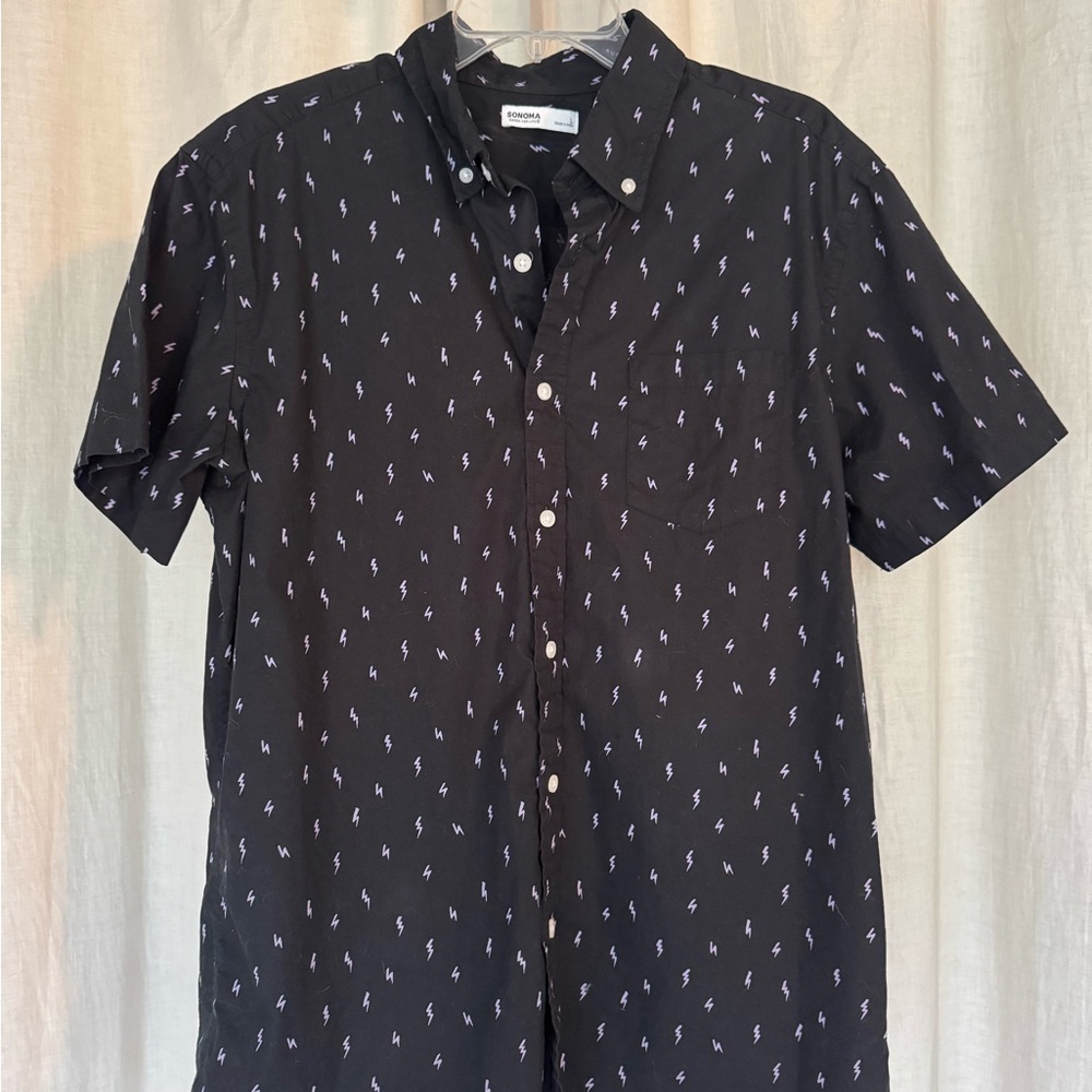 Sonoma Black Casual Button Down Shirt with Classic Collar